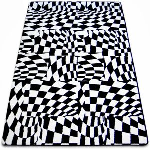 3kraft Kusový koberec SKETCH RYAN bílý / černý - kostkovaný