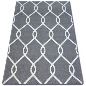 3kraft Kusový koberec SKETCH MARK šedý / bílý trellis