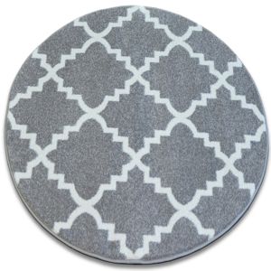 3kraft Kulatý koberec SKETCH KEVIN šedý  / bílý trellis