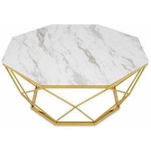 DekorStyle Konferenční stolek VOLARE 100 cm bílý/zlatý