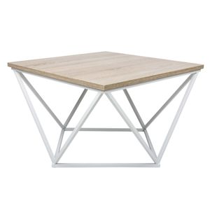 DekorStyle Konferenční stolek bílý Curved - světlý dub 