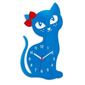 Mazur Nástěnné hodiny Cat modré