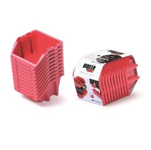 PlasticFuture Sada úložných boxů BINEER SHORT 10 ks 18x9,8x11,8 cm červené 