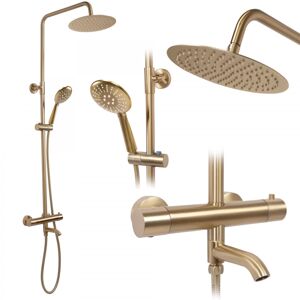 Sprchový set s termostatem Rea Lungo zlatý - vanová baterie, dešťová a ruční sprcha
