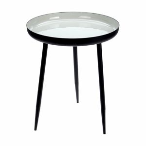 DekorStyle Kulatý černý stůl Oga 45 cm černo-bílý