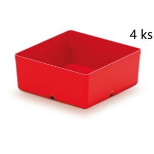 Prosperplast Set 4 plastových boxů na nářadí Unite box 11x11x11,2 cm červený