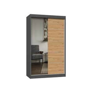 TP Living Šatní skříň se zrcadlem IGA 120 cm antracit/dub artisan