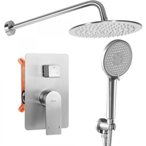 REA Podomítkový sprchový set s instalačním boxem Verso stříbrný - podomítková baterie, dešťová a ruční sprcha