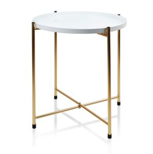 DekorStyle Konferenční stolek Lucas- bílo-zlatý