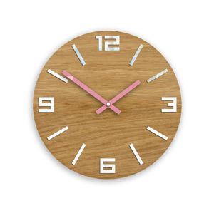 Mazur Nástěnné hodiny Arabic Wood hnědo-růžové
