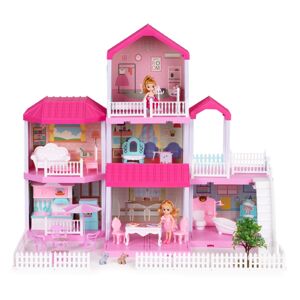 MULTISTORE Velký domeček pro panenky VILLA s nábytkem růžový