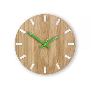 Mazur Nástěnné hodiny Simple Oak hnědo-zelené