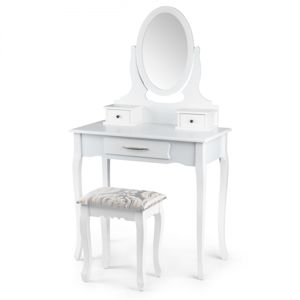 MODERNHOME Toaletní stolek se zrcadlem a stoličkou Jona bílý