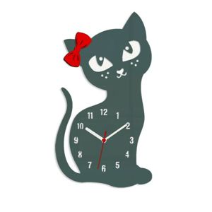 Mazur Nástěnné hodiny Cat šedé