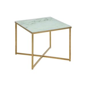 Actona Konferenční čtvercový stolek Alisma mramor bílý/zlatá