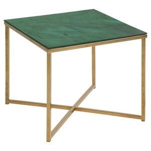 Actona Konferenční čtvercový stolek Alisma mramor zelený/zlatá