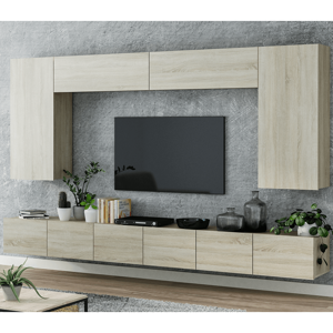 MJ-Furniture Obývací stěna Mina 300 cm dub sonoma