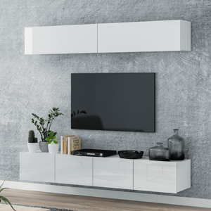 MJ-Furniture Obývací stěna Mina 200 cm bílý lesk