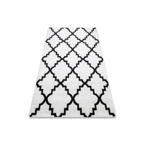 3kraft Kusový koberec SKETCH JOSEPH bílý / černý trellis, velikost 80x150