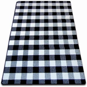 3kraft Kusový koberec SKETCH HARRY bílý / černý - kostkovaný, velikost 80x150