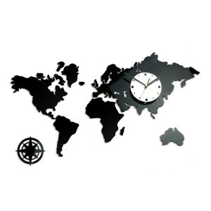 Mazur 3D nalepovací hodiny Continents černo-bílé