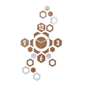 Mazur 3D nalepovací hodiny Hexagon měděné