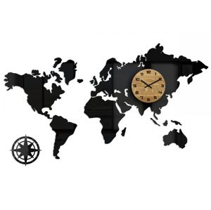 Mazur 3D nalepovací hodiny Continents černé