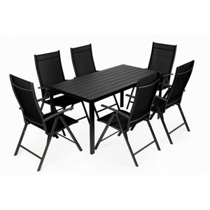 MODERNHOME Sada zahradního nábytku - stůl + 6 židlí Melok černá