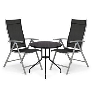 MODERNHOME Sada zahradního nábytku - stůl + 2 židle Anabela stříbrná