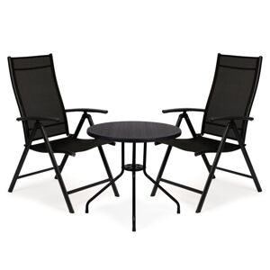 MODERNHOME Sada zahradního nábytku - stůl + 2 židle Anabela I černá