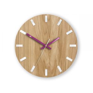 Mazur Nástěnné hodiny Simple Oak hnědo-fialové